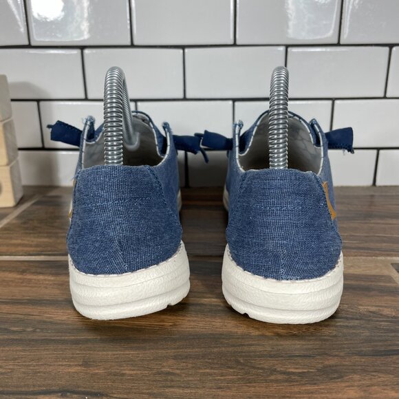 Hey Dude Wendy Womens Size 6 Shoes Sparkling Denim Blue Moc Toe Comfort Slip On - Picture 4 of 13